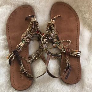 Jeweled flat sandals